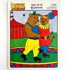 1997 Bingo Patch Circus Puzzle Bears Roller Skates Vintage Frame Tray 9 Pc
