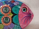 Vintage Talavera Mexican Pottery Floral Hand Painted Wall Hanging Fish Plate