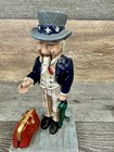 Vintage Cast Iron Uncle Sam Mechanical Coin Bank Reproduction 11     Working