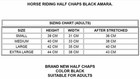 Half Chaps Horse Riding Adult  Equestrian Washable Chaps Black Amara - S m l xl