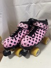 Riedell Quad Roller Skates  dart  Size 4 Pink Polka Dot Roller Derby