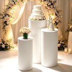 3 Pcs White Cylinder Stands For Party  Cilindros Para Fiestas Redondos Blanco   