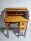Vintage Plymouth Rock Rustic Wood Child Student Roll Top Secretary Writing Desk