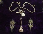 Antique Edwardian Gold Filled Photo Watch   Ball Fob Slide Watch Chain Necklace