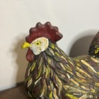 Vtg Cast Iron Rooster Hen Painted Chickens Door Stop Farmhouse Country Decor 5   