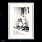 Old Vintage Photo Older Woman And Girl Holding Hands By House Snapshot