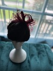 Women   s Burgundy Sinamay Feather Fascinator Headpiece  One Size  Solid Wedding