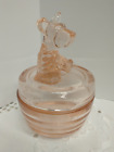 Vtg Jeanette Glass Pink Depression Glass Powder Jar Trinket Dish --- Scottie Dog