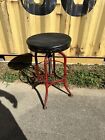 Vintage Toledo Uhl Steel Drafting Stool Chair Wood Seat Industrial Bar Stool