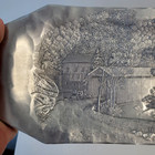 Vtg Wendell August Forge Aluminum Tray Mcconnell s Mill Covered Bridge W  Stand