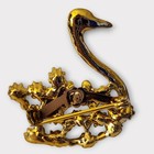 Vintage Swan Blue Rhinestone Brooch Pin