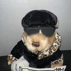 Hard Rock Cafe Houston 10  Plush Bear With Guitar  Black Velvet Outfit