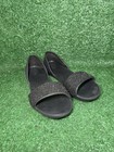 Crocs Womens 9 Embellished Sandals Shoes Lina Flats Dorsay Open Toe Black Dress