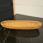 Vintage Basket Long Woven Bamboo Farmhouse Bread Basket Rustic Table Decor Boho