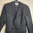 Vintage John Meyer Of Norwich Black Beaded Double Breasted Blazer Jacket Size 10