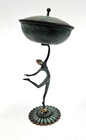 Pal-bell Dancer Figure Bowl W Lid Maurice Ascalon 1950 s Bronze Statue Verdigris