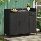 Outdoor Storage Cabinet     Weatherproof Rattan Bar Table W glass Top   Shelf