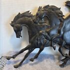 Vintage Running Wild Horses Black  Wall Hanging Plaque 17   x11   western Equestrian