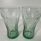 2 Libbey Coca-cola Heavy Green Glass Tumblers 16oz  Genuine Glass By Coca Comp  