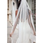 New White 118 Inch Pearl Wedding Veil Cathedral Extra Long Embellished  