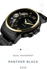 Wolfpoint Panther Black Men s Dual Movement Analog Watch 100m Black gold