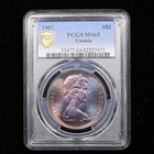 1967  1 Pcgs Ms65 Canada Silver Goose Dollar Toner Gem Uncirculated