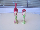 Pair Small Vintage Mcm Pink Flamingo Figurines 1950s