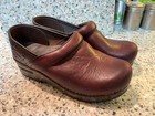 Dansko Professional Clogs Floral-embossed Leather Shoes Size 38 7 5 Burgundy
