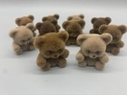 Vintage Lot Of 10 Mini Flocked Teddy Bears Brown Tan  1 