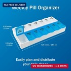 7-day Pill Organizer Medication Planner Large Compartments Blue Clear Lids