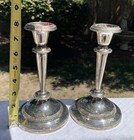 Vtg Ep Zinc Silver Plated Candle Stick Holders Pair 7 3 4    Made In England Worn