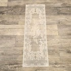Vintage White Lace Rose Table Runner Floral Rectangular Dresser Scarf Cottage