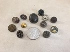 Mixed Lot 12 Antique Art Deco Vintage Designer Round Metal Shank Buttons 1-2cm