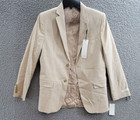 Calvin Klein Stretch Sharkskin Jacket Big Boys 16 Light Khaki Button Front L s