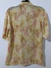 Vintage 1980s Silk Rochelle Button Up Short Sleeve Yellow Blouse Size Large