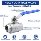 4 Pcs 1 2   Full Port Ball Valve Npt Female 316 Stainless Steel Wog1000