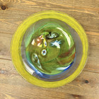 Murano Millefiori Glass Abstract Centerpiece Bowl Green   Blue 10 Inch Signed