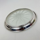Webster Sterling Silver Rim Starburst Etched Glass Wine Bottle Coaster 5 