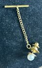 14k Yellow Gold Post Pearl Tie Tack Lapel Pin Men Ladies Marked 16mm