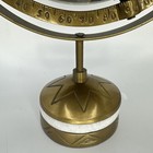 Vintage Gemstone Inlay Tabletop World Globe Brass Stand Quartz Base India 14   
