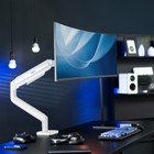 Vivo White Mechanical Arm Computer Monitor Desk Mount  Fits Ultrawides Up To 49 