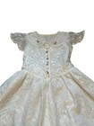 Vintage Girls White Lace Basque Waist Dress Rosettes Party Flower Girl Size 7