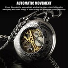 Classic Mens Pocket Watch Mechanical Black Steampunk Skeleton Retro Chain Luxury