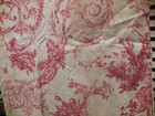 Vintage French Toile Fabric Panel Red   Cream W chicken  Birds  People  Etc 