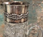R Wallace   Sons  Cut Glass Pitcher W Sterling Spout 11 5 Inches Excellent