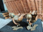Vintage Mid Century Modern Brass Bird Ashtray Set Mcm Mexico Style Blue Eyes