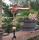 Vintage Style Biplane Weathervane Copper Airplane Wind Vane Decor With Pole