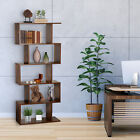 Geometric Bookshelf 5 Tier S Shaped Bookcase Display Shelves For Bedroom Brown