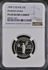 1999 S Silver Statehood Quarter Proof Set - Ngc Pf 69 Ultra Cameo 5 Coins Box2
