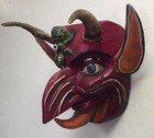 Vtg Mexico Guerrero Hand Carved   Painted Wood Art Mask Diablo 9 5  T X 11 5  